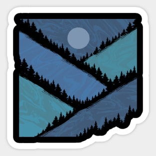 Forest Landscape Mountains Moon Sticker